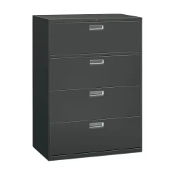 File Cabinets*HON Brigade 600 Series 4-Drawer Lateral File Cabinet, Locking, Charcoal, Letter/Legal, 42"W (H694LS)