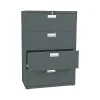 File Cabinets*HON Brigade 600 Series 4-Drawer Lateral File Cabinet, Locking, Letter/Legal, Charcoal, 36"W (H684.L.S)