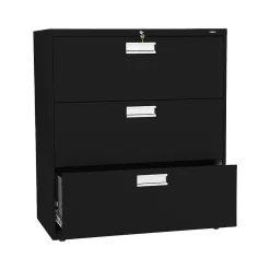 File Cabinets*HON Brigade 600 Series 3-Drawer Lateral File Cabinet, Locking, Letter/Legal, , 36"W (H683.L.P) Black
