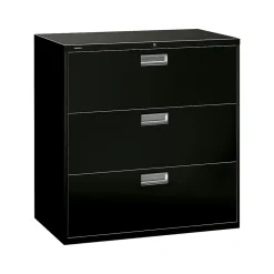 File Cabinets*HON Brigade 600 Series 3-Drawer Lateral File Cabinet, Locking, Letter/Legal, Black, 42"W (H693.L.P)