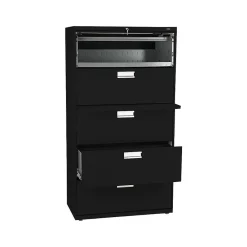 File Cabinets*HON Brigade 600 Series 5-Drawer Lateral File Cabinet, Locking, Letter/Legal, Black, 36"W (H685.L.P)