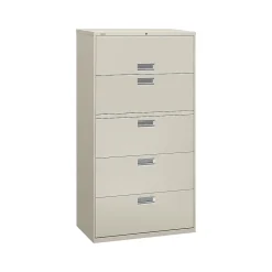 File Cabinets*HON Brigade 600 Series 5-Drawer Lateral File Cabinet, Locking, Letter/Legal, Gray, 36"W (H685.L.Q)