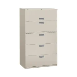 File Cabinets*HON Brigade 600 Series 5-Drawer Lateral File Cabinet, Locking, Letter/Legal, Gray, 42"W (H695.L.Q)