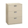 File Cabinets*HON Brigade 600 Series 3-Drawer Lateral File Cabinet, Locking, Letter/Legal, Putty/Beige, 30"W (H673.L.L)