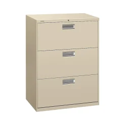 File Cabinets*HON Brigade 600 Series 3-Drawer Lateral File Cabinet, Locking, Letter/Legal, Putty/Beige, 30"W (H673.L.L)