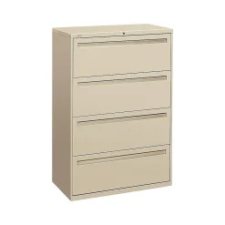 File Cabinets*HON Brigade 700 Series 4-Drawer Lateral File Cabinet, Locking, Putty/Beige, Letter/Legal, 36"W (H784.L.L)