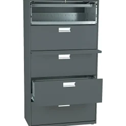 File Cabinets*HON ® Brigade 600 Series Lateral File Cabinet, A4/Legal/Letter, 5-Drawer, Charcoal, 19 1/4"D (685LS)