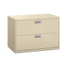 File Cabinets*HON Brigade 600 Series Lateral File, 2 Drawers, Aluminum Pull, 42"W, Putty Finish,