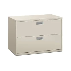 File Cabinets*HON Brigade 600 Series Lateral File, 2 Drawers, Aluminum Pull, 42"W, Light Gray Finish, (692LQ)
