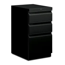 File Cabinets*HON Brigade 3-Drawer Mobile Vertical File Cabinet, Letter Size, Lockable, 28"H x 15"W x 20"D, Black (H33720RP)