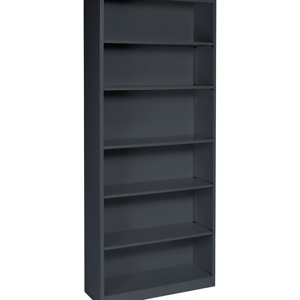 Bookcases*HON Brigade 6-Shelf Metal Bookcase, 81 1/8"H x 34 1/2"W x 12.63"D, Charcoal (S82ABCS)