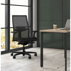 Ergonomic Chairs*HON Ignition 2.0 Mesh/Vinyl Mid-Back Task Chair, Adjustable Arms, Black (12M2AMLU10TK) Black Vinyl