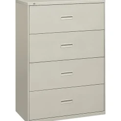 File Cabinets*HON Lateral File, 4 Drawers, Molded Pull, Light Gray Finish, 36"W (BSX484LQ)