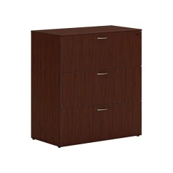 File Cabinets*HON Mod 3-Drawer Lateral File Cabinet, Locking, Letter/Legal, Traditional Mahogany, 36" (HLPLLF3620L3.LTM1)