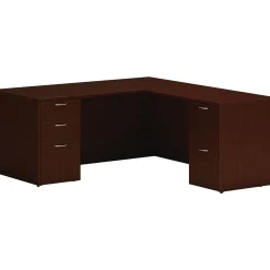 L-Desks*HON Mod 66"W L-Shaped Double-Pedestal Desk, (HLPL6672LDESKTM1) Traditional Mahogany