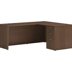 L-Desks*HON Mod 60"W L-Shaped Single-Pedestal Desk, (HLPL6072LDESK1BBFSE1) Sepia Walnut