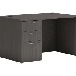 Computer Desks*HON Mod 48"W Single-Pedestal Desk, (HLPLDS4830BBFLS1) Slate Teak
