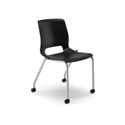 Folding & Stacking*HON Motivate Stacking Chair, Onyx Shell, Textured Platinum Frame, 2 per Carton
