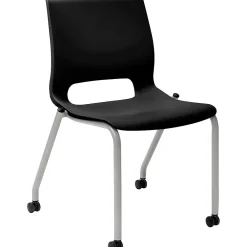 Folding & Stacking*HON Motivate Stacking Chair, Onyx Shell, Textured Platinum Frame, 2 per Carton