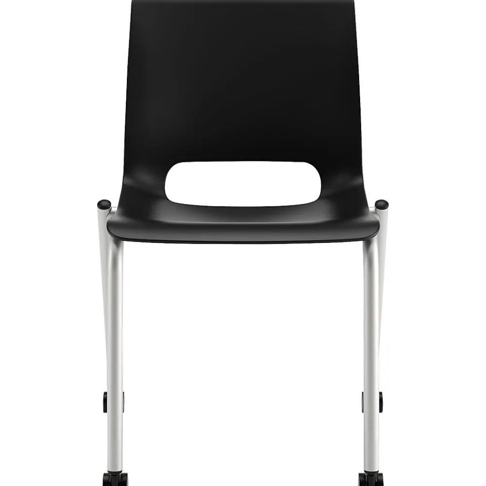 Folding & Stacking*HON Motivate Stacking Chair, Onyx Shell, Textured Platinum Frame, 2 per Carton
