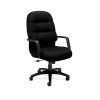 Office Chairs*HON Pillow-Soft Executive High-Back Chair, Center-Tilt, Fixed Arms, Black Fabric