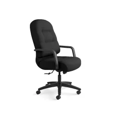 Office Chairs*HON Pillow-Soft Executive High-Back Chair, Center-Tilt, Fixed Arms, Black Fabric
