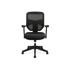 Office Chairs*HON Prominent Mesh High-Back Task Chair, Adjustable Arms, Black SofThread Leather Seat (BSXVL531SB11)