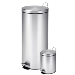 Honey Can Do Stainless Steel Step Trash Cans with Lid, Silver, 7.92 & 0.8 Gallon (TRS-01886)<Honey-Can-Do Outlet