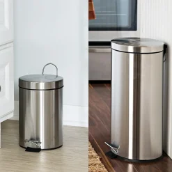 Honey Can Do Stainless Steel Step Trash Cans with Lid, Silver, 7.92 & 0.8 Gallon (TRS-01886)<Honey-Can-Do Outlet
