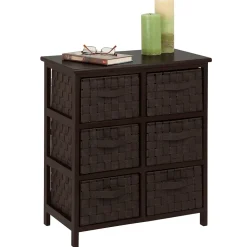 Storage Cabinets*Honey-Can-Do Honey Can Do Woven Strap 6 Drawer Chest with Wooden Frame, Espresso Black (TBL-03759)