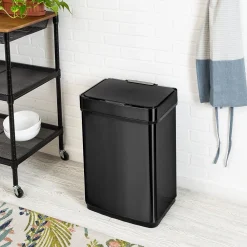 Motion Sensor Steel Indoor Trash Can with Automatic Lid, 13.2 Gallon, Black (TRS-08415)<Honey-Can-Do Clearance