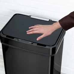 Motion Sensor Steel Indoor Trash Can with Automatic Lid, 13.2 Gallon, Black (TRS-08415)<Honey-Can-Do Clearance