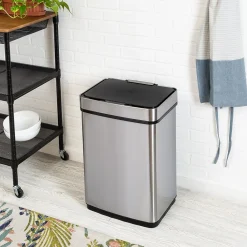 Motion Sensor Steel Indoor Trash Can with Automatic Lid, 13.2 Gallon, Silver (TRS-08414)<Honey-Can-Do Clearance