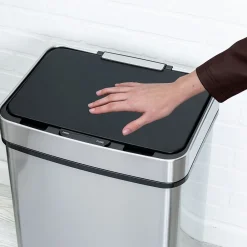 Motion Sensor Steel Indoor Trash Can with Automatic Lid, 13.2 Gallon, Silver (TRS-08414)<Honey-Can-Do Clearance