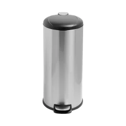 Steel Indoor Round Soft-Close Trash Can with Hinged Lid, 7.92 Gallon, Silver (TRS-08994)<Honey-Can-Do Hot