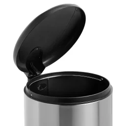 Steel Indoor Round Soft-Close Trash Can with Hinged Lid, 7.92 Gallon, Silver (TRS-08994)<Honey-Can-Do Hot