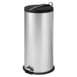 Steel Indoor Round Step Trash Can with Hinged Lid, 7.92 Gallon, Silver (TRS-09075)<Honey-Can-Do Best