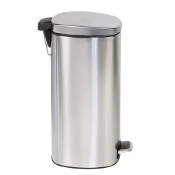 Steel Indoor Step Trash Can with Hinged Lid, 7.92 Gallon, Silver (TRS-09330)<Honey-Can-Do