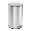 Steel Indoor Semi-Round Step Trash Can with Hinged Lid, 10.56 Gallon, Silver (TRS-09332)<Honey-Can-Do