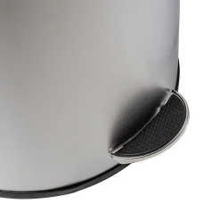 Steel Indoor Semi-Round Step Trash Can with Hinged Lid, 10.56 Gallon, Silver (TRS-09332)<Honey-Can-Do