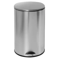Steel Indoor Semi-Round Step Trash Can with Hinged Lid, 10.56 Gallon, Silver (TRS-09332)<Honey-Can-Do