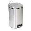 Steel Indoor Square Step Trash Can with Hinged Lid, 3.17 Gallon, Silver (TRS-09327)<Honey-Can-Do New