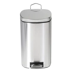 Steel Indoor Square Step Trash Can with Hinged Lid, 3.17 Gallon, Silver (TRS-09327)<Honey-Can-Do New