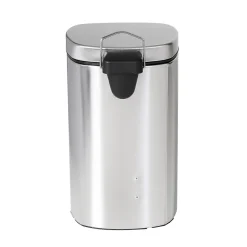 Steel Indoor Square Step Trash Can with Hinged Lid, 3.17 Gallon, Silver (TRS-09327)<Honey-Can-Do New