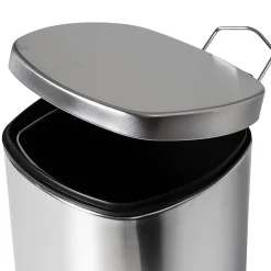 Steel Indoor Square Step Trash Can with Hinged Lid, 3.17 Gallon, Silver (TRS-09327)<Honey-Can-Do New