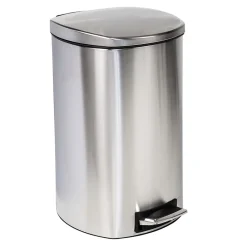 Steel Indoor Square Soft-Close Step Trash Can with Hinged Lid, 13.2 Gallon, Silver (TRS-09335)<Honey-Can-Do Outlet