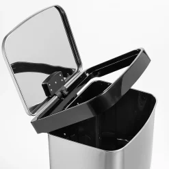 Steel Indoor Square Step Trash Can with Hinged Lid, 13.2 Gallon, Silver (TRS-08993)<Honey-Can-Do Online