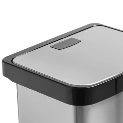 Steel Indoor Square Step Trash Can with Hinged Lid, 13.2 Gallon, Silver (TRS-08993)<Honey-Can-Do Online