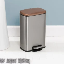 Steel Indoor Trash Can Set with Hinged Lid, 7.92 & 1.32 Gallon, Rose Gold (TRS-09325)<Honey-Can-Do Clearance