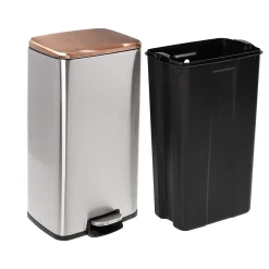 Steel Indoor Trash Can Set with Hinged Lid, 7.92 & 1.32 Gallon, Rose Gold (TRS-09325)<Honey-Can-Do Clearance